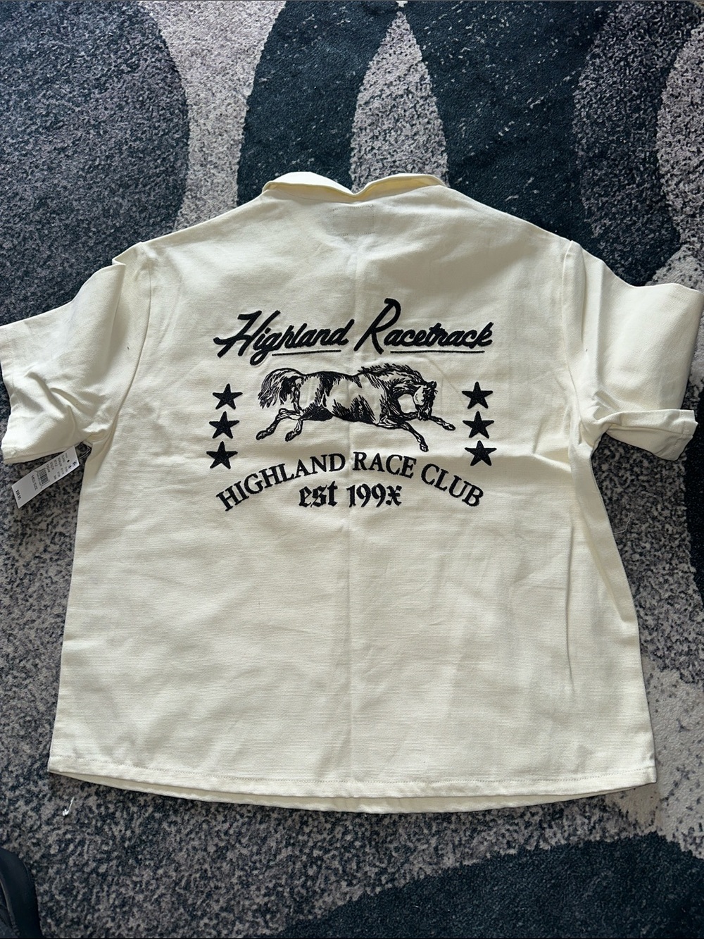 PacSun Highland Race Club Cream Men Polo Shirt with Black Print